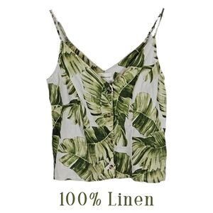 Linen Palm Print Camisole Top, M
